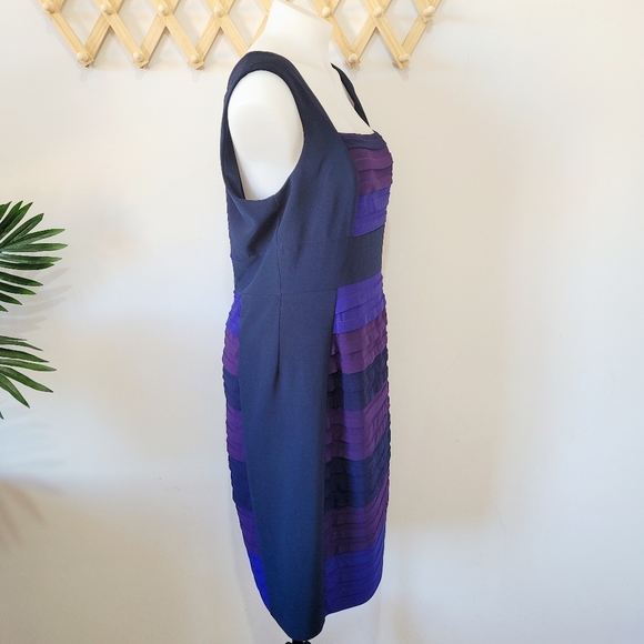 LIZ JORDAN Navy Blue Purple Toned Dress (s14) Work or Evening Wear - Picture 4 of 9